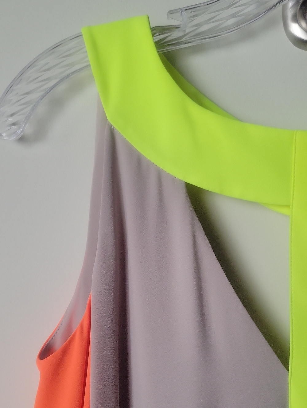 NWT BCBG Wilah Colorblock Neon Maxi Dress Long Orange Gray Relaxed Grecian XS - Picture 6 of 16